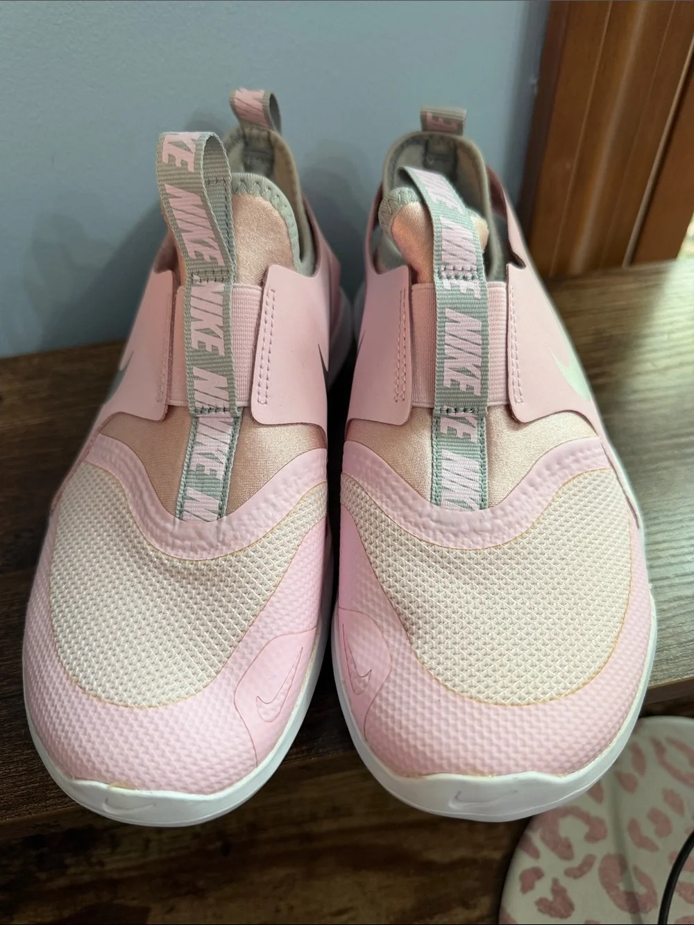 Nike Kids Pink and Silver Slip-On Athletic Sneakers